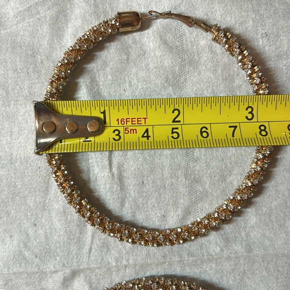 Large fashion sparkly hoop earrings. - Picture 4 of 4